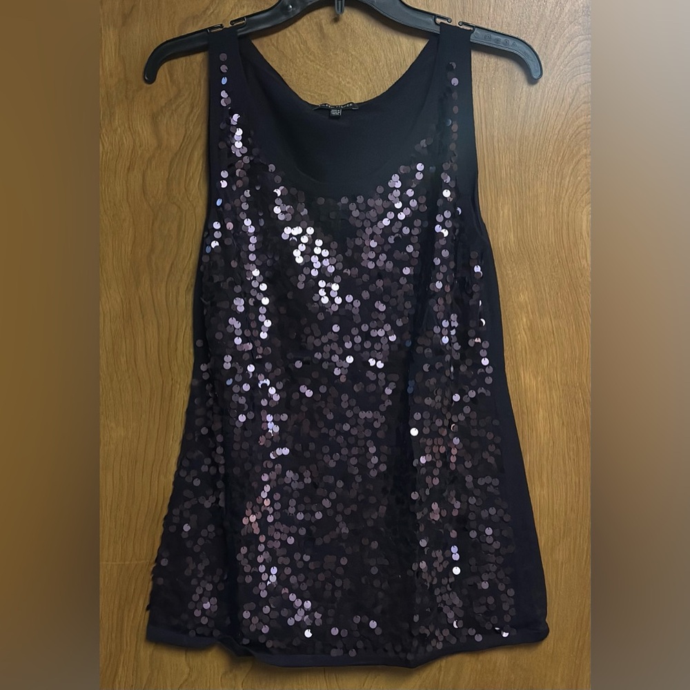 Eileen Fisher Purple Sequined Knit Top